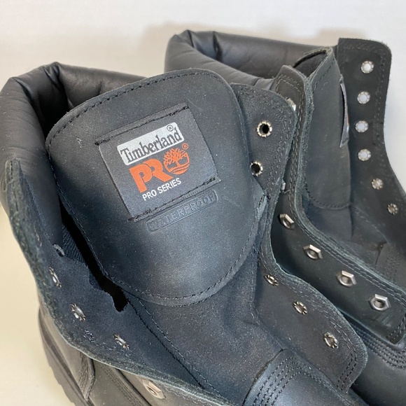 Timberland Pro Size 14 Black Leather Steel Toe Boots No Laces Very Good Cond main image 6
